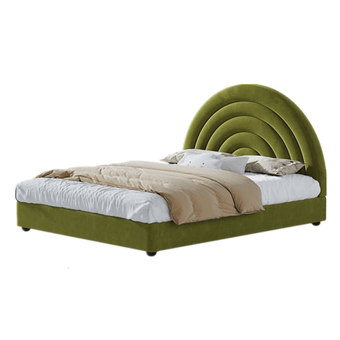 Hartley Velvet Fabric Rainbow Circle Round Shaped Headboard Bed Frame